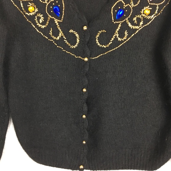 Vintage Spice of Life Silk Blend Embellished Cardigan Sweater - Picture 11 of 13